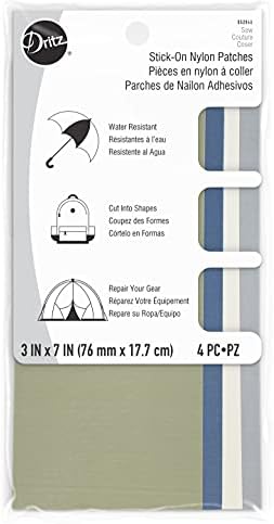 Dritz Nylon Stick-On Patches, 3 x 7-Inch, 4 Count, Camp Colors