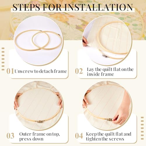 CroBlissful 3 Pcs Large Embroidery Hoop 12 14 16 Inch Round Wooden Kit