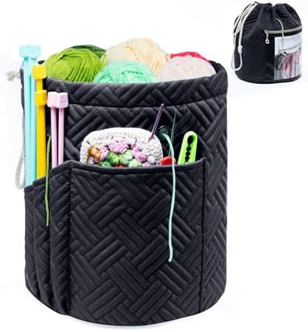 MYBAGZING Yarn Bag, Small Crochet Bag Organizer, Drawstring Yarn