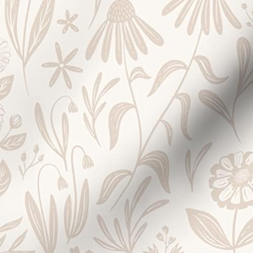 Spoonflower Fabric Flowers Cream Tan Nude Medium on Petal Signature