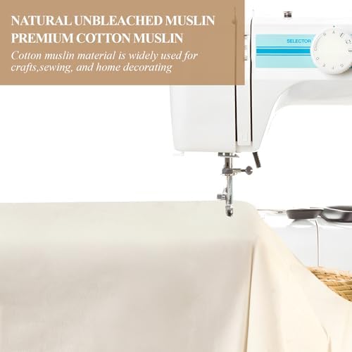100% Cotton Muslin Fabric, 63 Inch X 2 Yards Unbleached Fabric by The