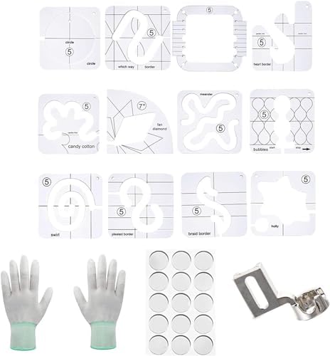 16-Piece Free Motion Quilting Ruler and Template Set