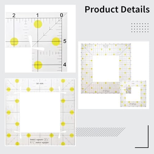2 Acrylic Quilting Rulers, 6.5 & 12.5 Inch Square Templates for