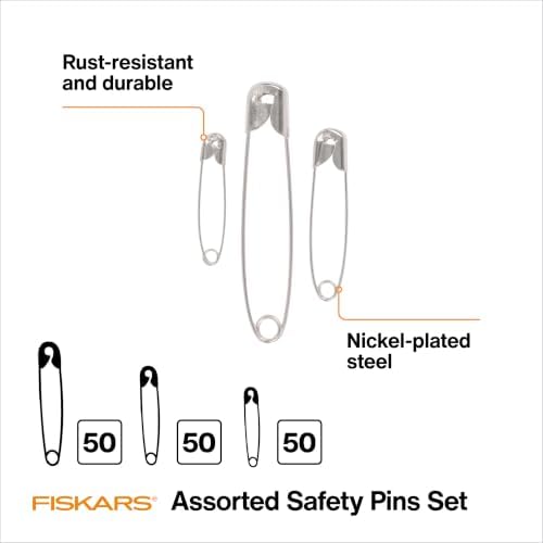 Fiskars Assorted Safety Pins, 150 Pieces for Sewing, Quilting &
