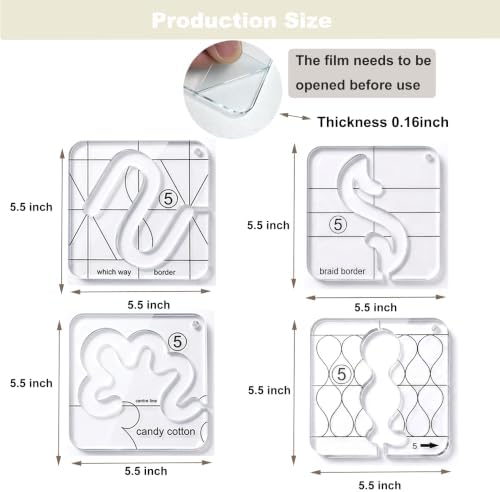 Quilting Templates Machine Quilting: Durable Acrylic Ruler Set