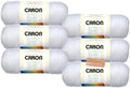 Caron Simply Soft Yarn - 6 Pack Bundle with Needle Gauge (White)