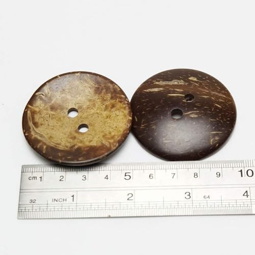AMORNPHAN 10 PCS 2 Inch 50mm Brown Thick Natural Wooden Large Coconut