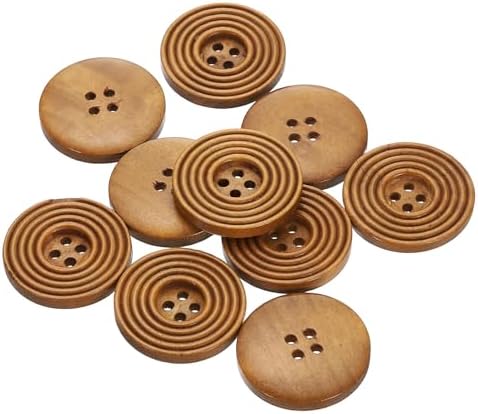 HARFINGTON 10pcs 44L DIY Sewing Buttons 1-1/8"(28mm) Wooden Round Flat