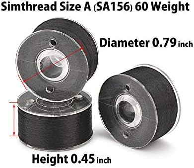 Simthread 25pcs Size A SA156 60WT Prewound Bobbin Thread - Black
