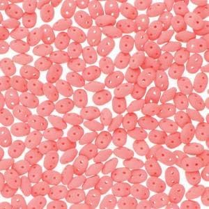 SuperDuo Czech 2-Hole Seed Bead 5mm by 2.5mm, Bondeli Matte Coral