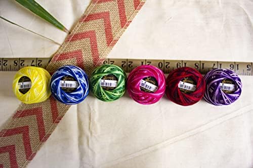 6 Balls Variegated Colours Premium Pearl Cotton Embroidery Thread Size