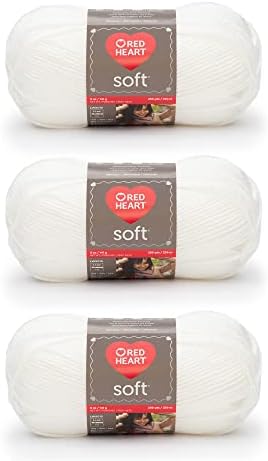 Red Heart Soft Yarn for Crocheting and Knitting, White, 3-Pack