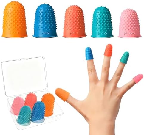 5 PCS Rubber Finger Tips Covers, Finger Protectors in 5 Colors and