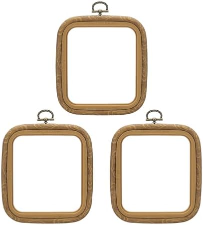 PATIKIL 4x3.7inch Embroidery Hoops, 3Pieces Imitated Wood Square Frame