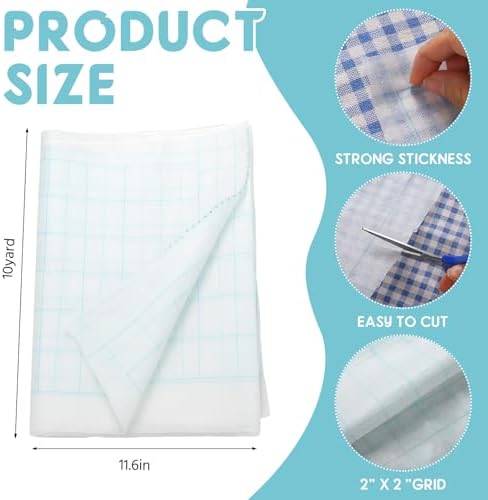 Breling Fusible Interfacing Grid, White, 48 Inch X 8 Yard, Light