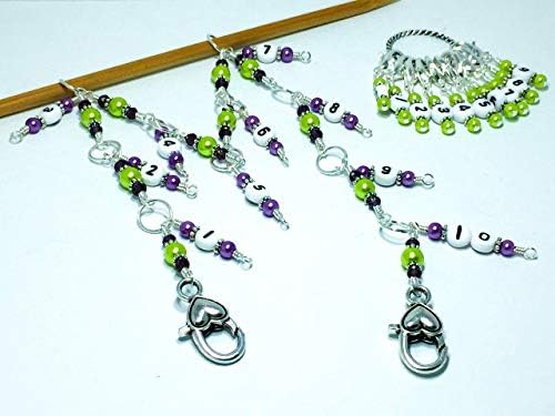 Knitting Row Counter Chain Tracking Tool with Number Stitch Markers