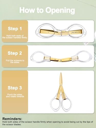 SCAIKTIG 3.8” Folding Travel Scissors Set (2 Pcs), Safety Small Mini