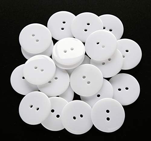 1 Inch (25mm) White Buttons Two Holes Resin Button for Sewing and