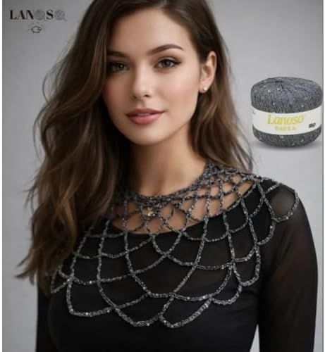 Parla Metallic Sequin Glitter Yarn – 25g (217m) Super Fine Fingering
