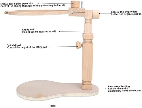 XHTLLO Adjustable Wooden Embroidery Hoop Stand, Intersect Stitch