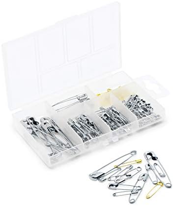 Dritz 1480 Safety Pins with Storage Box, Nickel plated Steel & Brass