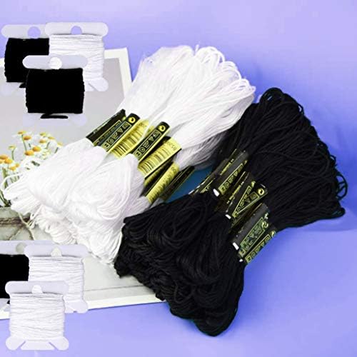 Embroidery Floss,13 Skeins White & 13 Skeins Black Embroidery Threads