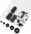 Lilaly 100 pcs Black and White Buttons for Crafts, 5 Sizes Mixed Wide