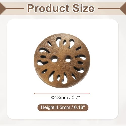 HARFINGTON 20pcs 2 Hole Flower Craft Sewing Button 18mm Handmade Wood