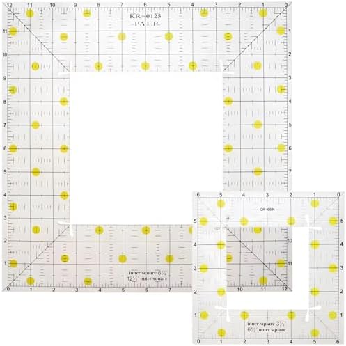 2 Acrylic Quilting Rulers, 6.5 & 12.5 Inch Square Templates for