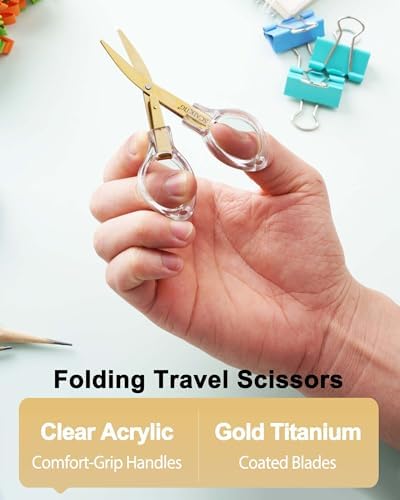 SCAIKTIG 3.8” Folding Travel Scissors Set (2 Pcs), Safety Small Mini