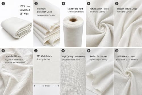 European 100% Linen Fabric White – Unwashed Natural Linen by The Yard
