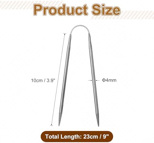 uxcell 3Pcs Size US 6 (4mm) Double-Pointed Flexible Knitting Needles 9