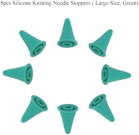 8pcs Green Large Silicone Knitting Needle Stoppers, SATONBEYI