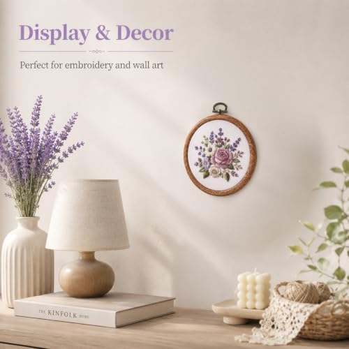 3 Pcs 4 Inch Wooden Embroidery Hoops Round Cross Stitch Hoop