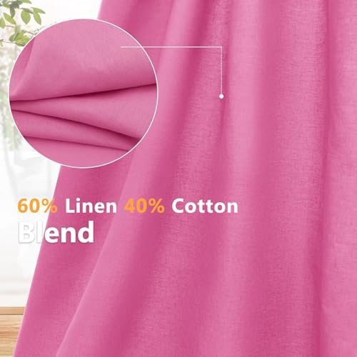 NSGZ Pink Linen Cotton Fabric 1 Yard 61" Wide, Linen Cotton Blend