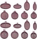 INFUNLY 16pcs Mini Wood Embroidery Hoops 4 Sizes Wooden Round Cross