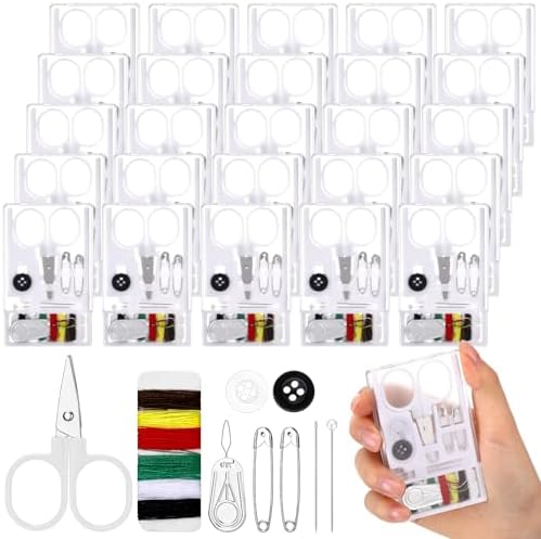 Knitgrip 25 Boxes Mini Sewing Kit, Small Travel Kit with Scissor