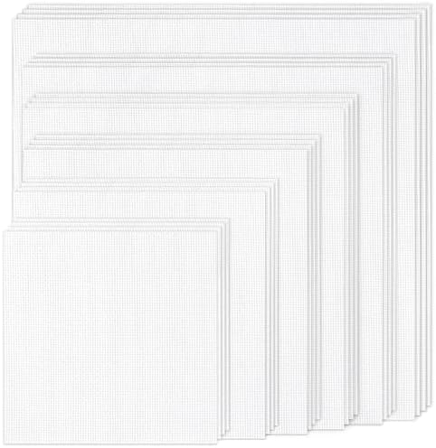 24Pcs Aida Cloth 14 Count, 6 Sizes White Cross Stitch Fabric for DIY