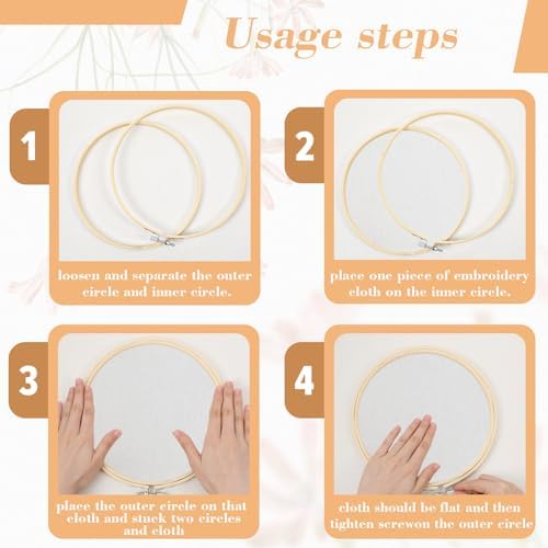 24 Pcs 8 Inch Embroidery Hoops, Decorative Round Cross Stitch Hoop