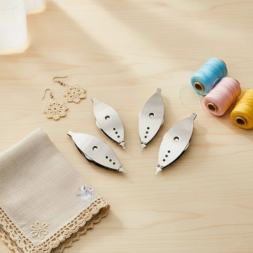 4Pcs Silver Metal Tatting Shuttle Kit for Beginners with Bobbin