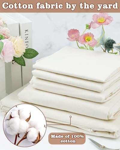 FIVEIZERO 100% Cotton Muslin Fabric by The Yard,59in x 1yd Cream