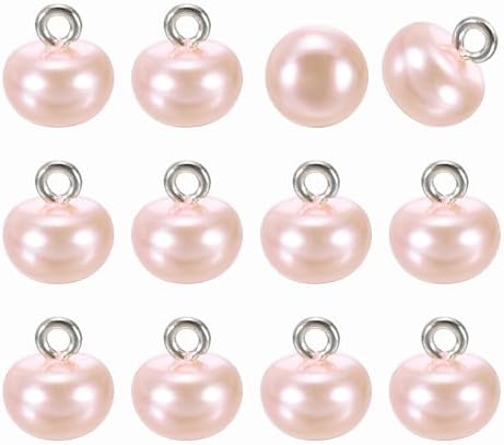 HARFINGTON 12pcs 16L Round Faux Pearl Buttons 10mm 3/8" Pink