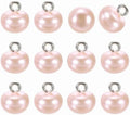 HARFINGTON 12pcs 16L Round Faux Pearl Buttons 10mm 3/8" Pink
