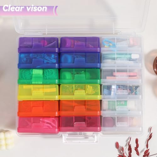 Plastic Storage Box Arts Storage Boxes(12 Color+6 Clear-Small)