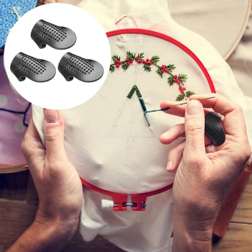 Rivvlive 3 Pcs Sashiko Thimble Leather Adjustable Thimble for Hand