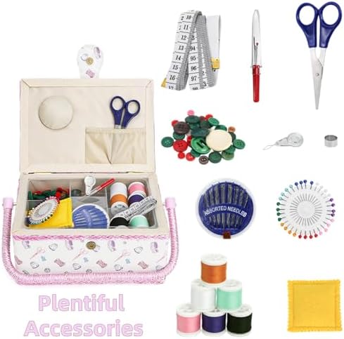 Dicunoy Sewing Box with Accessories, Large Sewing Kit Storage and