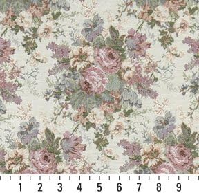 Pink Blue and Green Floral Tapestry Upholstery Fabric by The Yard