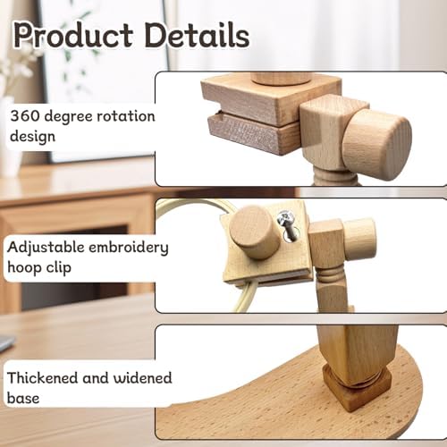 Biaungdo Adjustable Rotated Embroidery Hoop Stand with 5 Pack 5 Sizes