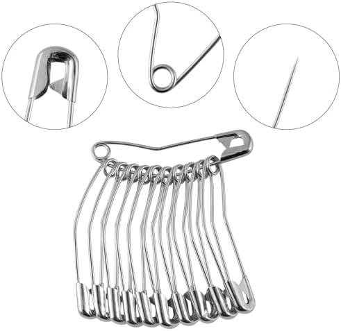 Curved Safety Pins 2 Inch - 60 Pack Quilting Basting Pins for