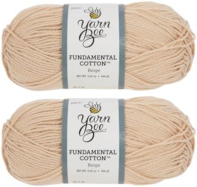 Hobby Lobby Yarn Bee Fundamental Cotton Yarn, 20 Beige, Set of 2